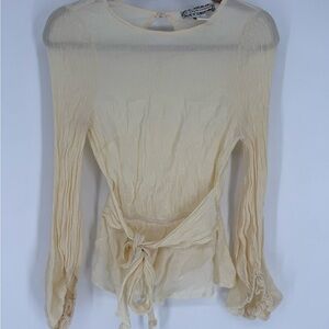 Flying Tomato Cream Blouse with Tie Detail